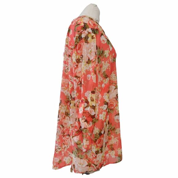 KUT FROM THE KLOTH Coral Floral Blouse Top Plus Size 2X Summertime Loose Comfy - Picture 4 of 13